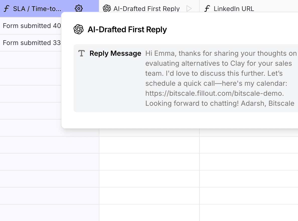 From form fill to first response, automatically workflow in Bitscale