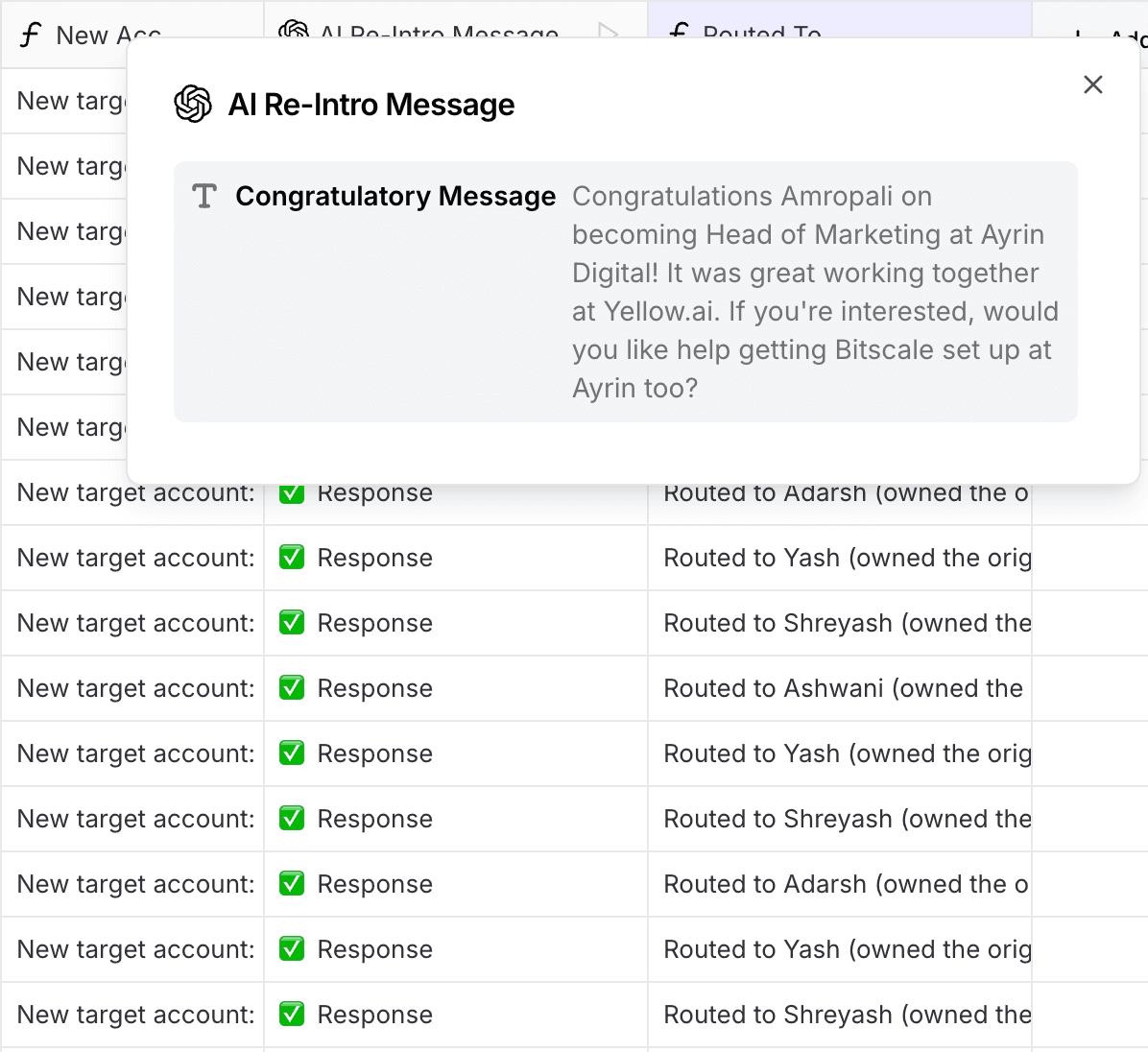 Turn a job change into a warm intro workflow in Bitscale